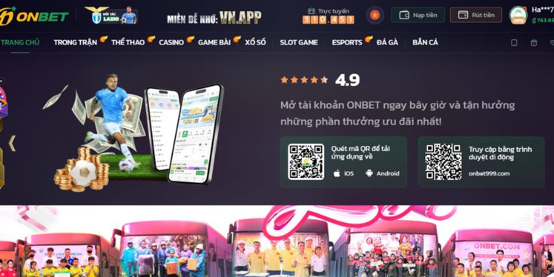 Hướng dẫn cách tải app Onbet cho hệ điều hành Android.